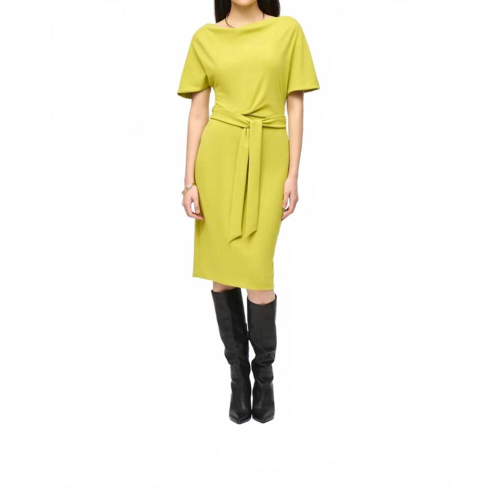 NEW JOSEPH RIBKOFF scuba crepe midi dress in yellow
